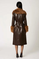 NIA the Brand Orla Jacket Style NJ-2083 ESP in Espresso Brown;Faux Leather Faux Fur accent Coat; 