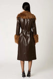 NIA the Brand Orla Jacket Style NJ-2083 ESP in Espresso Brown;Faux Leather Faux Fur accent Coat; 