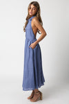 Olivaceous CLothing Ava Linen Midi Dress Style 2400-802LDZ Blue White; 