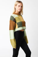 Olivaceous Clothing Cindy Crop Sweater Style JT2023-79 in Brown Green; 