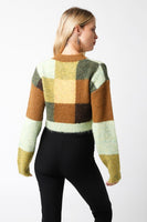 Olivaceous Clothing Cindy Crop Sweater Style JT2023-79 in Brown Green; 