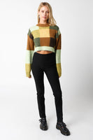 Olivaceous Clothing Cindy Crop Sweater Style JT2023-79 in Brown Green; 