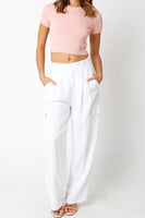Olivaceous Clothing Debbie Top Style JT2024-08 in Peach Blush;Ribbed Baby Tee;Cropped Ribbed Tee; 