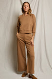 Perfect White Tee Clothing Mikos Travel Wide Leg Pant Style B132-Mikos in Mocha with stripe; wide leg elevated casual style; wrinkle resistant travel style
