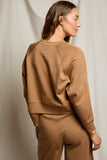 Perfect White Tee Clothing Nell Raglan Sweatshirt Style T349-Nell in Mocha; Wrinkle Resistant Sweatshirt, Travel Style