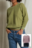 Perfect White Tee Ziggy Fleece Top Style T94-Ziggy in Oil Green and in Mauve;inside out fleece sweatshirt;perfect white tee inside out fleece top; 