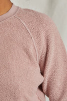 Perfect White Tee Ziggy Fleece Top Style T94-Ziggy in Oil Green and in Mauve;inside out fleece sweatshirt;perfect white tee inside out fleece top; 