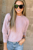 Perfect White Tee Ziggy Reverse Fleece Crew Neck Style T94-Ziggy in Sugar Pink; Inside Out Pink Fleece Spring Crew Neck Sweatshirt; 