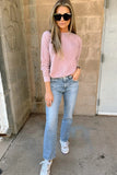 Perfect White Tee Ziggy Reverse Fleece Crew Neck Style T94-Ziggy in Sugar Pink; Inside Out Pink Fleece Spring Crew Neck Sweatshirt; 