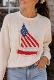 Pink Pineapple Chloe Flag Sailboat Roll Neck Sweater in Cream. Women's cotton light weight rollneck flag sailboat beachy summer sweater
