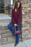Pistola Aeron Cardigan Style P00061112YV in CLARET; Classic Button Front V-neck relaxed silhouette cardigan in deep burgundy that works solo or paired with your favorite pieces.