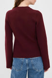 Pistola Aeron Cardigan Style P00061112YV in CLARET; Classic Button Front V-neck relaxed silhouette cardigan in deep burgundy that works solo or paired with your favorite pieces.