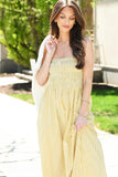 Pistola Bianca Dress Style P00071126CP BchSt in Beach Stripe;Striped Smocked Midi Dress;Yellow Summer Dress;Best Selling Summer Dress; 