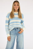 Pistola Clothing Moa Striped Bubble Sweater Style P00063000A3 in Blue Gradient Stripe; Striped Lightweight Spring Sweater; 
