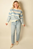 Pistola Clothing Moa Striped Bubble Sweater Style P00063000A3 in Blue Gradient Stripe; Striped Lightweight Spring Sweater; 