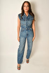 Pistola Denim Ace Sleeveless Barrel Leg Jumpsuit style P00070050RL FARVW in Fairview;Dark Wash Sleeveless Denim Jumpsuit;Barrel Leg Fall Jumpsuit; 