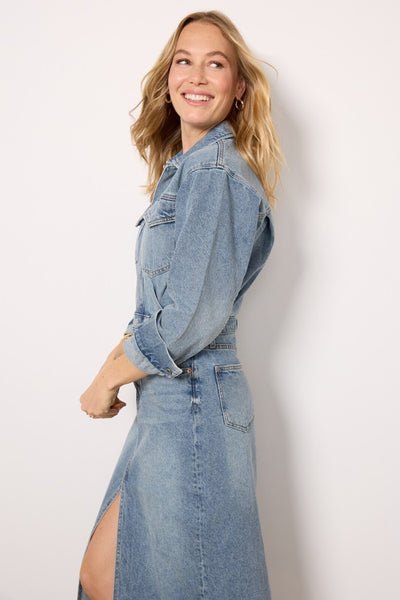 Smocked Denim Midi Dress | Gap Factory