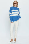 Pistola Denim Carlen Mock Neck Sweater Style P00062025AW CMPWS in Campanula White Stripe;Pistola Over-sized Sweater; 