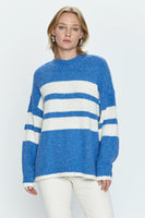 Pistola Denim Carlen Mock Neck Sweater Style P00062025AW CMPWS in Campanula White Stripe;Pistola Over-sized Sweater; 