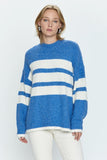 Pistola Denim Carlen Mock Neck Sweater Style P00062025AW CMPWS in Campanula White Stripe;Pistola Over-sized Sweater; 