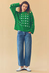 Pistola Denim Darya SweaterStyle P00062080JB in Evergreen;Open Weave Sweater;Open Lattice Weave sweater; 