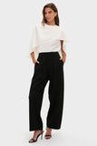 Pistola Denim Eden Pleated Ponte Trouser Style P00016400P2 NGTOT in Night Out; Black Pleated Career Trouser Pant, High Waisted Pleated Wide Lg Pant 