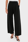 Pistola Denim Eden Pleated Ponte Trouser Style P00016400P2 NGTOT in Night Out; Black Pleated Career Trouser Pant, High Waisted Pleated Wide Lg Pant 