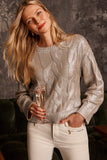 Pistola Denim Everly Cable Sweater Style P00062095HC GLCST in Gilded Castle;Chic Holiday Sweater;Winter Sweater;Night out sweater;Apres Ski Sweater;pistola denim sweater