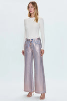 Pistola Denim Jadyn Low Slung Palazzo Style P00016156DC TNSEL in Tinsel; Foil Coated Wide Leg Palazzo Denim Jeans