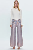 Pistola Denim Jadyn Low Slung Palazzo Style P00016156DC TNSEL in Tinsel; Foil Coated Wide Leg Palazzo Denim Jeans