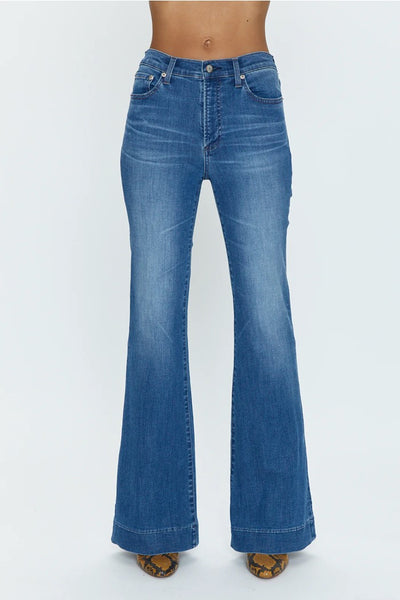 Pistola Denim Kinsley Mid Rise Ultra Flare Style P00016107GT in Spindler;mid rise jeans;flare jeans