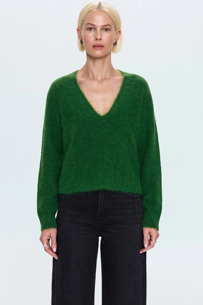 Pistola Denim Kit V-Neck Long Sleeve Pullover Sweater Style P00063120NB in Wintergreen; Deep V Sweater