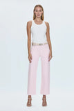 Pistola Denim Lexi Mid Rise Bowed Straight Jean style P00016200DR in Blush Pink; Blush Pink Cropped Slight Barrel Mid Rise Jeans