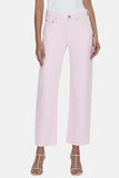 Pistola Denim Lexi Mid Rise Bowed Straight Jean style P00016200DR in Blush Pink; Blush Pink Cropped Slight Barrel Mid Rise Jeans