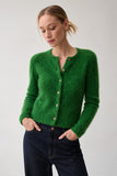 Pistola Denim Yara Alpaca Blend Cardigan Style P00060040NBV in Vivi Moss; Moss Green Fuzzy Fall Sweater Cardigan Top to wear with high waisted jeans; 