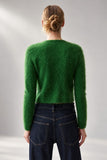 Pistola Denim Yara Alpaca Blend Cardigan Style P00060040NBV in Vivi Moss; Moss Green Fuzzy Fall Sweater Cardigan Top to wear with high waisted jeans; 