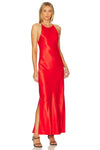 Pistola Kristi Halter Slip Dress Style P00071548VS in Poppy;Red Slip Dress;Red Midi Dress;Gala Dress; 