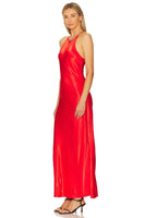 Pistola Kristi Halter Slip Dress Style P00071548VS in Poppy;Red Slip Dress;Red Midi Dress;Gala Dress; 