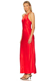 Pistola Kristi Halter Slip Dress Style P00071548VS in Poppy;Red Slip Dress;Red Midi Dress;Gala Dress; 