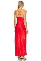 Pistola Kristi Halter Slip Dress Style P00071548VS in Poppy;Red Slip Dress;Red Midi Dress;Gala Dress; 
