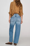 Pistola Denim Lexi Mid Rise Bowed Straight Style P00016200RL SttrSd in Star Studded; Women's medium wash mid-rise rose gold studded bow leg jeans