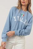 Project Social T Italia Shrunken Sweatshirt Style 114147SF572 in Provence Blue; 