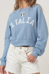 Project Social T Italia Shrunken Sweatshirt Style 114147SF572 in Provence Blue; 