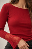 Promesa Lace Trim Ribbed top Style UTC1408 in red; 