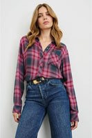 RAils Clothing Hunter Shirt Style 100-550-7560 in Dusty Mauve Evergreen; Plaid Button DownRails Plaid Shirt