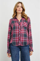 RAils Clothing Hunter Shirt Style 100-550-7560 in Dusty Mauve Evergreen; Plaid Button DownRails Plaid Shirt