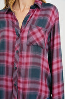 RAils Clothing Hunter Shirt Style 100-550-7560 in Dusty Mauve Evergreen; Plaid Button DownRails Plaid Shirt