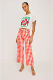 Rails X Giadzy Getty Crop Wide Leg Jeans style 799-219A-8704 in Tomato Gingham. Limited-Edition Tomato Red Gingham cropped wide leg spring summer jeans