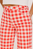 Rails X Giadzy Getty Crop Wide Leg Jeans style 799-219A-8704 in Tomato Gingham. Limited-Edition Tomato Red Gingham cropped wide leg spring summer jeans