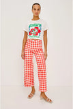 Rails X Giadzy Getty Crop Wide Leg Jeans style 799-219A-8704 in Tomato Gingham. Limited-Edition Tomato Red Gingham cropped wide leg spring summer jeans